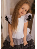 Black Tulle Tiered Flower Girl Dress